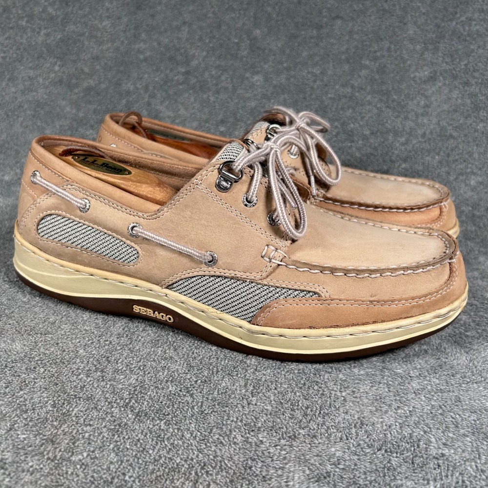 Sebago Boat Shoes Clovehitch II Mens Taupe Leather  B24302 Size 10.5 M